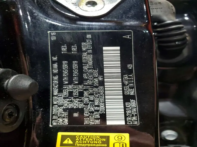 2016 TOYOTA HIGHLANDER LIMITED  