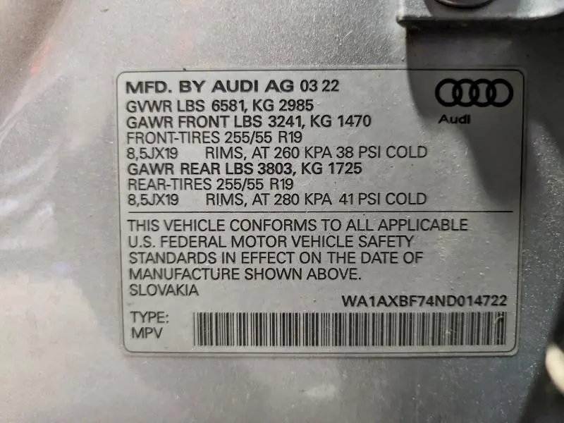 2022 AUDI Q7 PREMIUM  