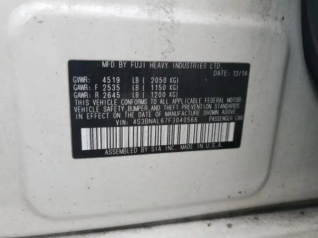 2015 SUBARU LEGACY 2.5I LIMITED