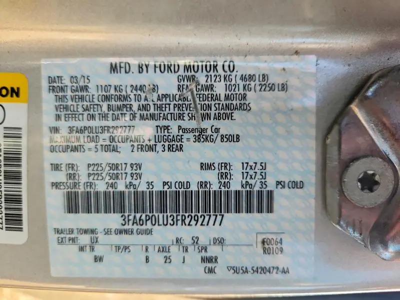 2015 FORD FUSION SE HYBRID  
