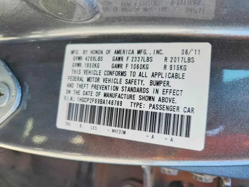 2011 HONDA ACCORD SE  