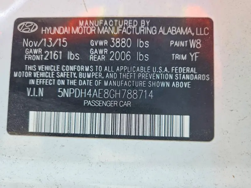 2016 HYUNDAI ELANTRA VALUE EDITION  