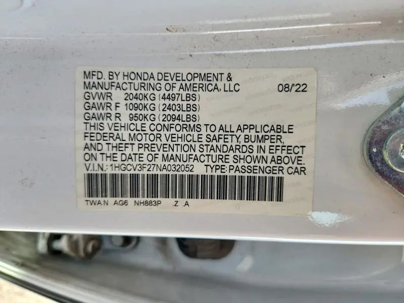 2022 HONDA ACCORD HYBRID SPORT  