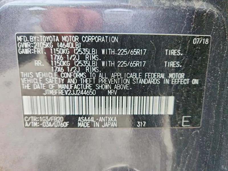 2018 TOYOTA RAV4 LE  