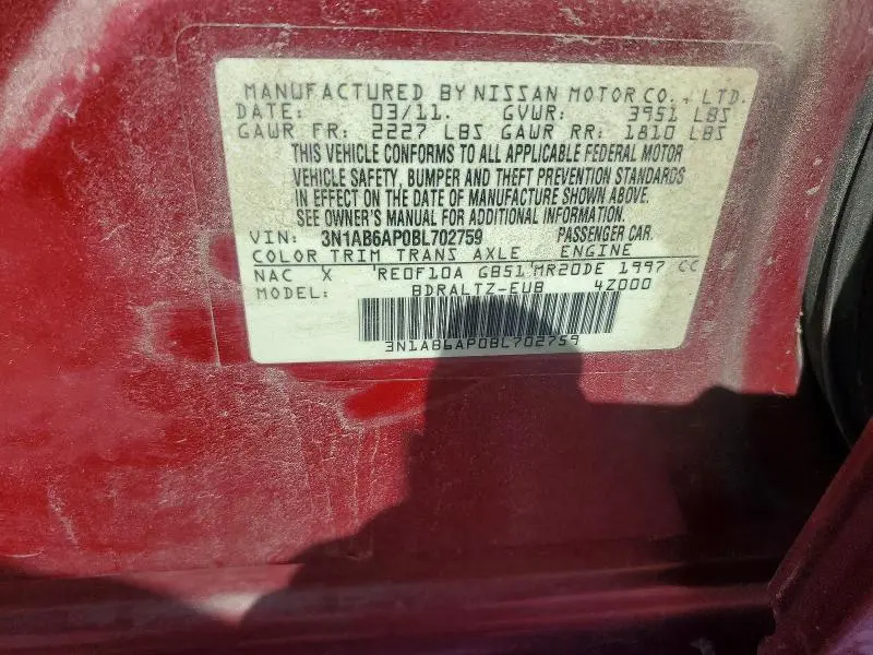 2011 NISSAN SENTRA 2.0  
