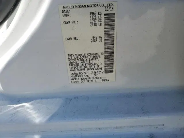 2019 NISSAN ALTIMA SR  