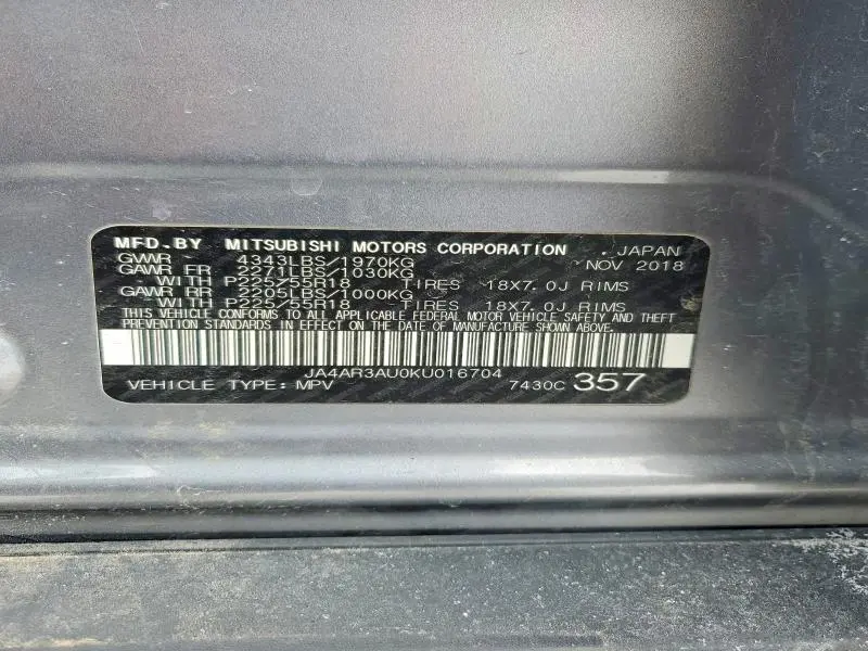 2019 MITSUBISHI OUTLANDER SPORT ES  