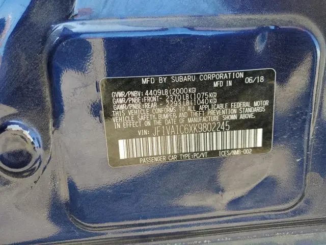 2019 SUBARU WRX PREMIUM  