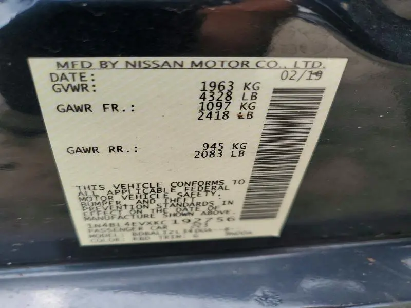 2019 NISSAN ALTIMA SL  
