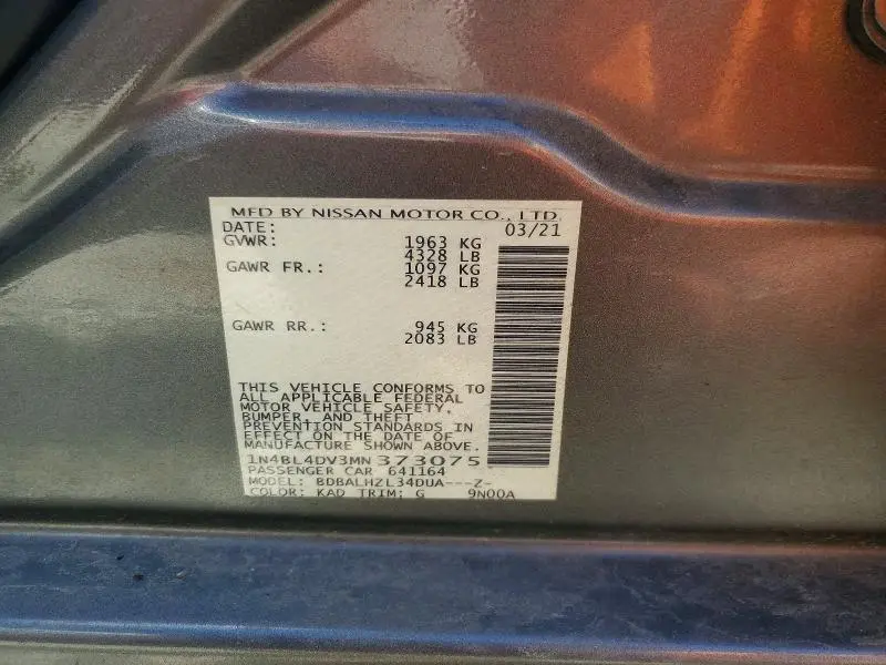 2021 NISSAN ALTIMA SV  