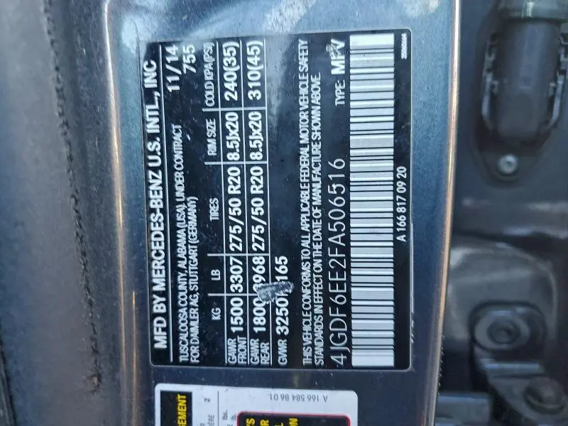 2015 MERCEDES-BENZ GL 450 4MATIC  