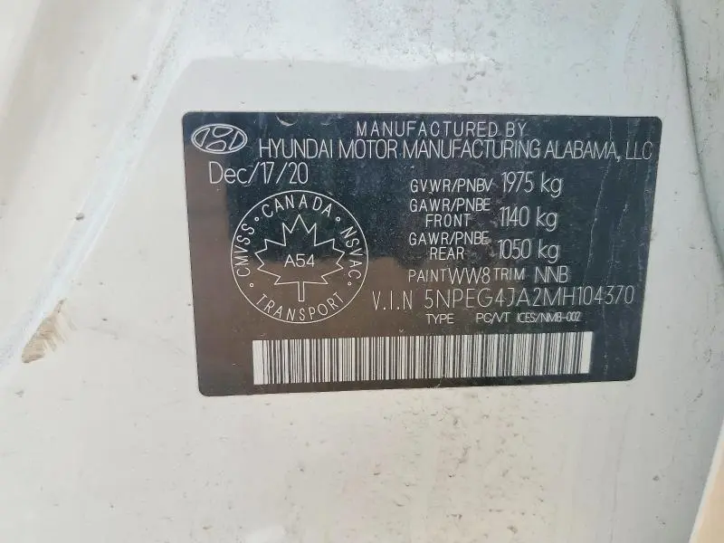 2021 HYUNDAI SONATA SE  