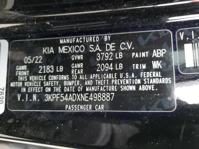 2022 KIA FORTE GT LINE  