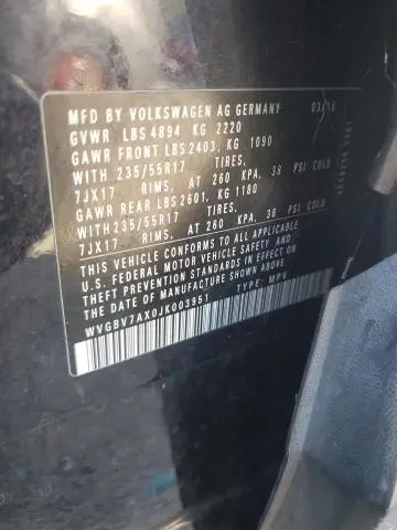 2018 VOLKSWAGEN TIGUAN LIMITED   