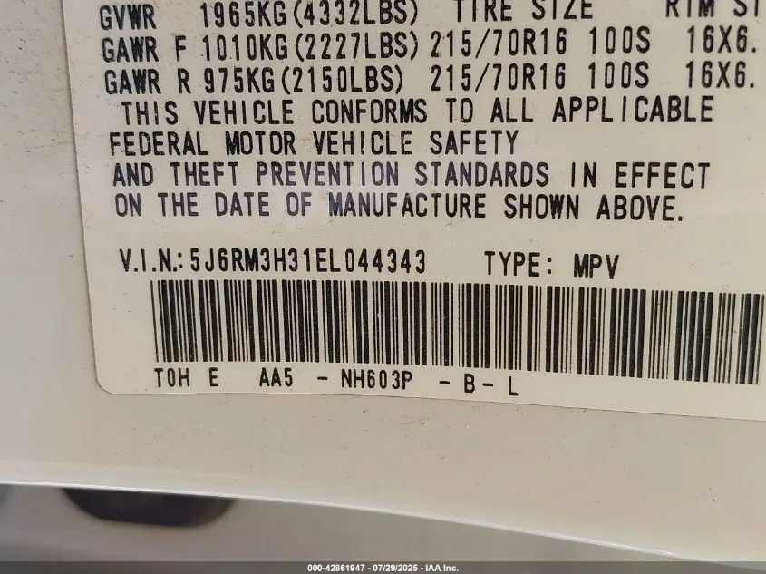 2014 HONDA CR-V LX