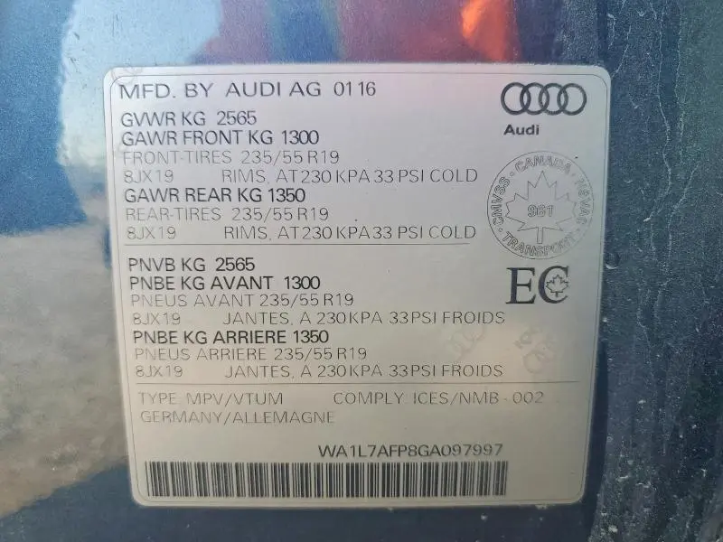 2016 AUDI Q5 TECHNIK  