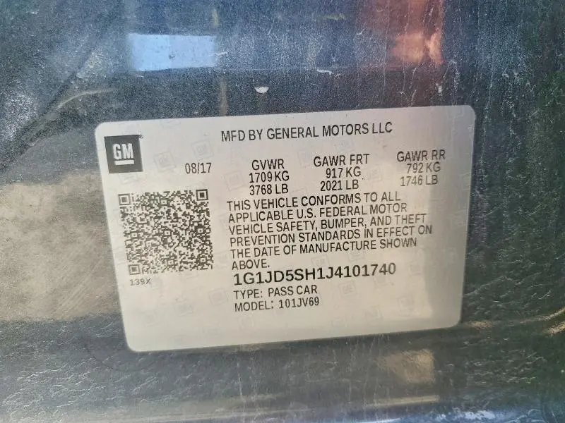 2018 CHEVROLET SONIC LT  