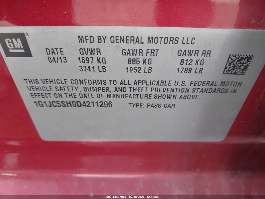 2013 CHEVROLET SONIC LT AUTO