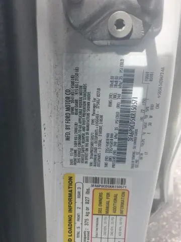 2019 FORD FUSION SEL  