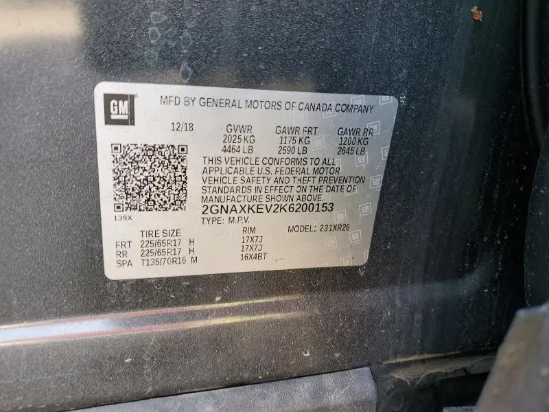 2019 CHEVROLET EQUINOX LT  