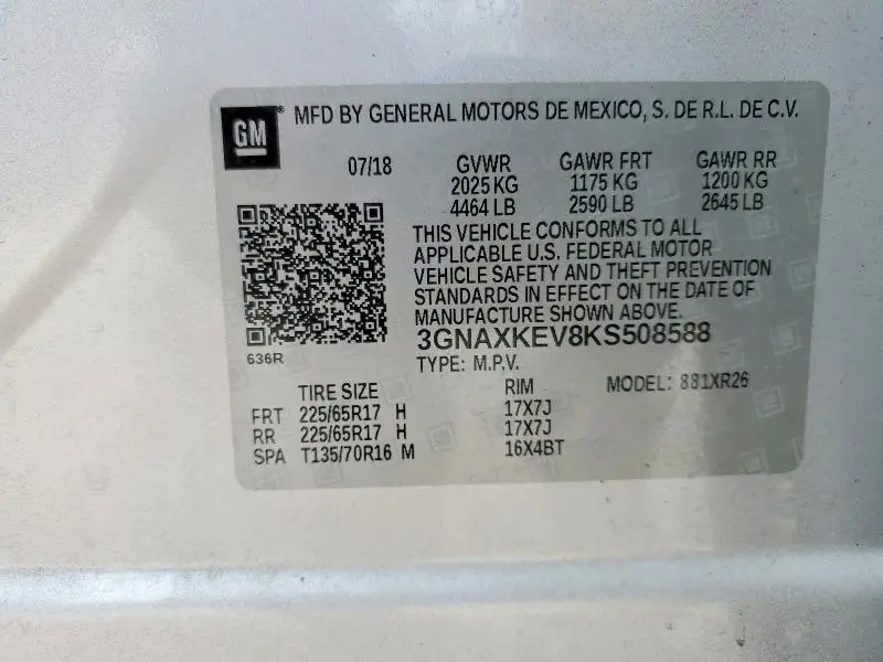 2019 CHEVROLET EQUINOX LT  