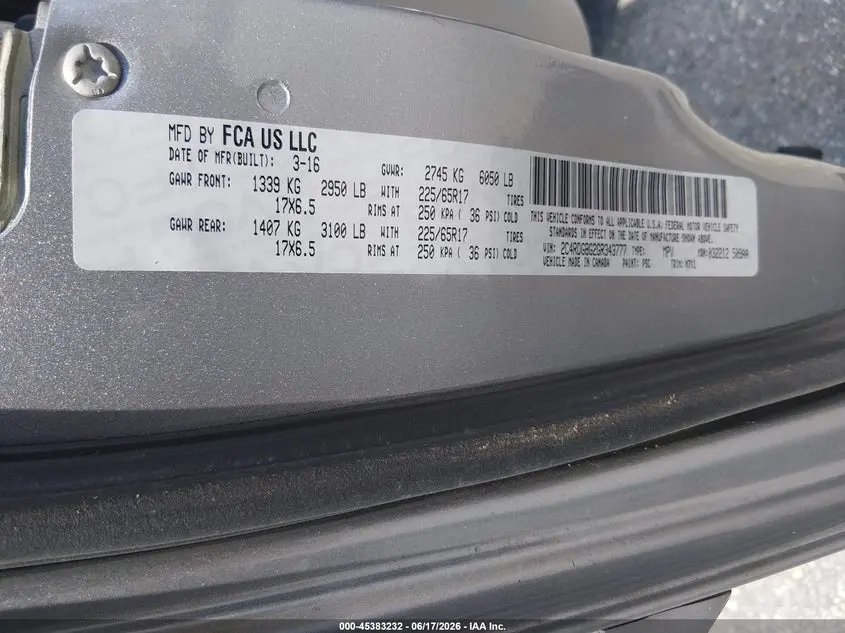 2016 DODGE GRAND CARAVAN SE PLUS