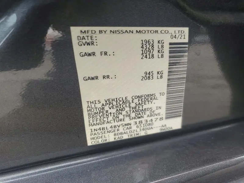 2021 NISSAN ALTIMA 2.5 S  