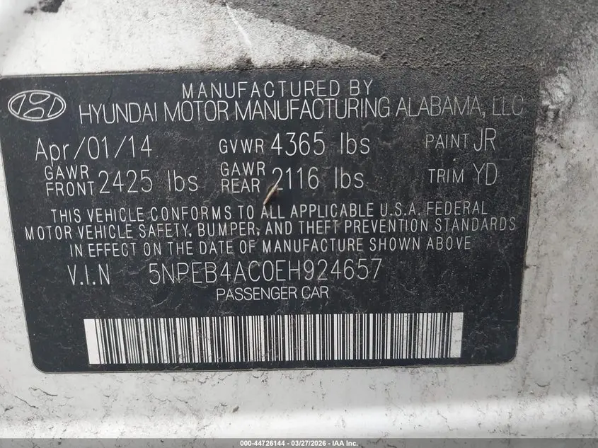 2014 HYUNDAI SONATA GLS