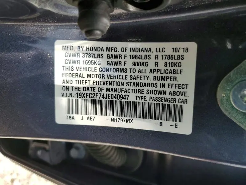 2018 HONDA CIVIC EX  
