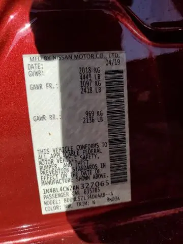 2019 NISSAN ALTIMA SR