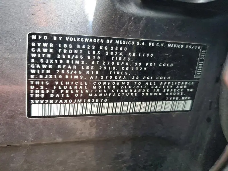 2018 VOLKSWAGEN TIGUAN SE  