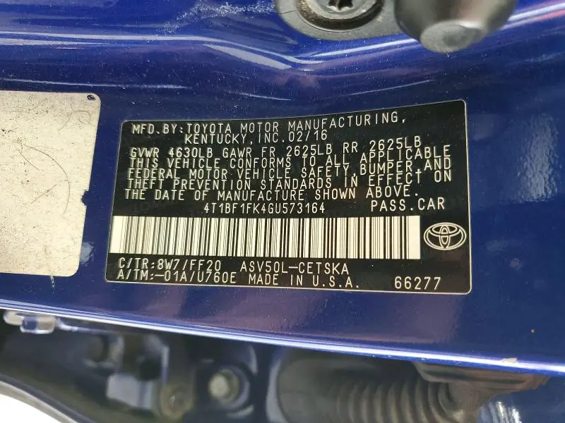 2016 TOYOTA CAMRY SE  