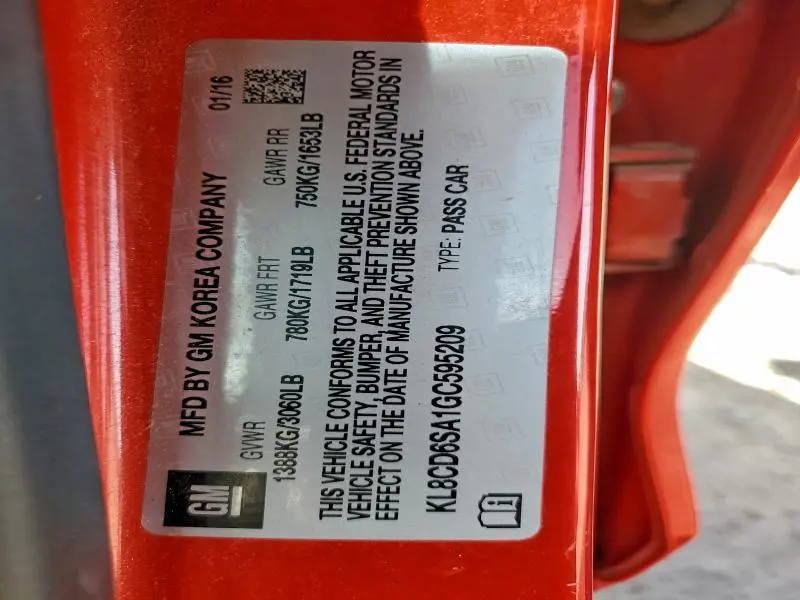 2016 CHEVROLET SPARK 1LT  