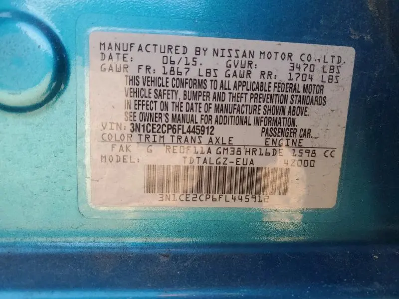 2015 NISSAN VERSA NOTE S  