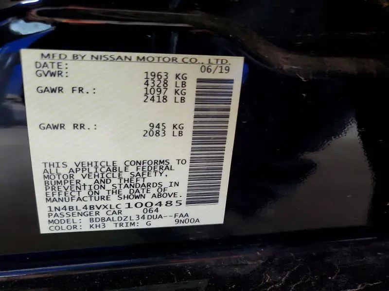 2020 NISSAN ALTIMA S  