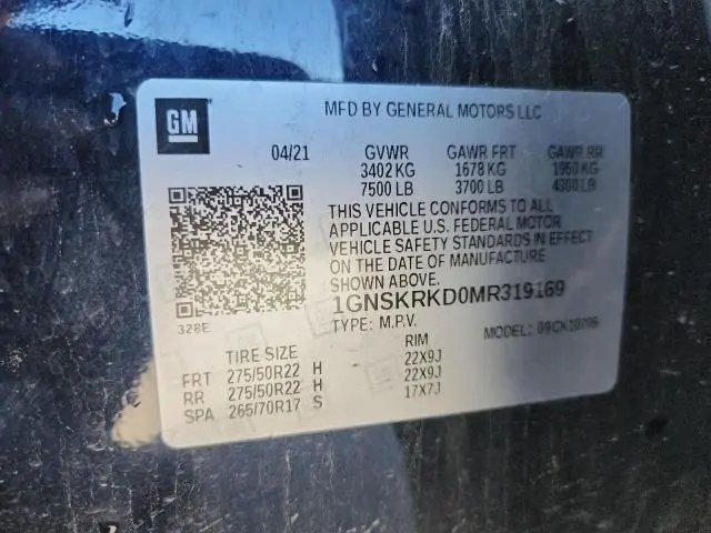 2021 CHEVROLET TAHOE K1500 RST  