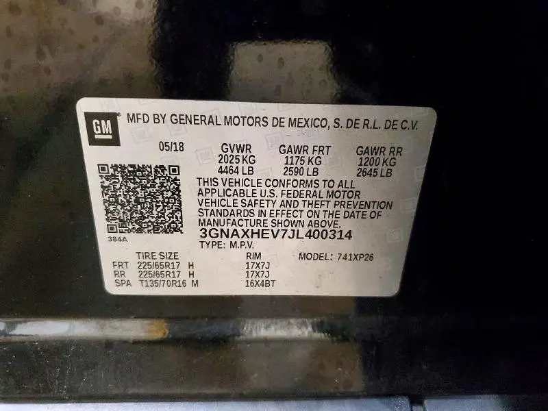 2018 CHEVROLET EQUINOX LS  
