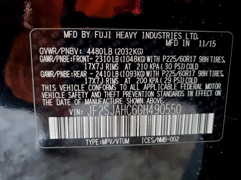 2016 SUBARU FORESTER 2.5I LIMITED  