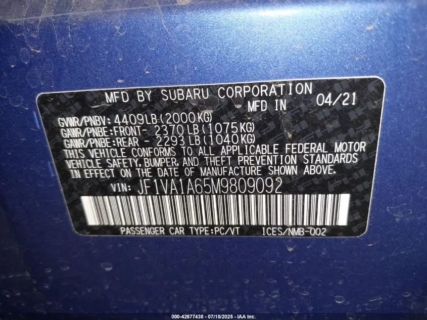 2021 SUBARU WRX  