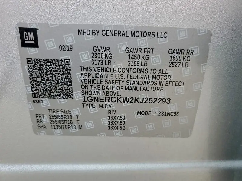 2019 CHEVROLET TRAVERSE LT  