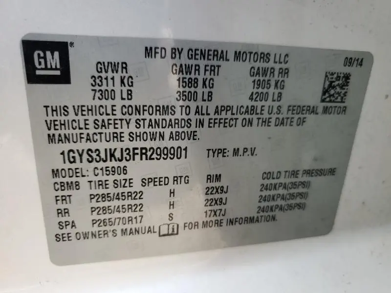 2015 CADILLAC ESCALADE ESV PREMIUM  