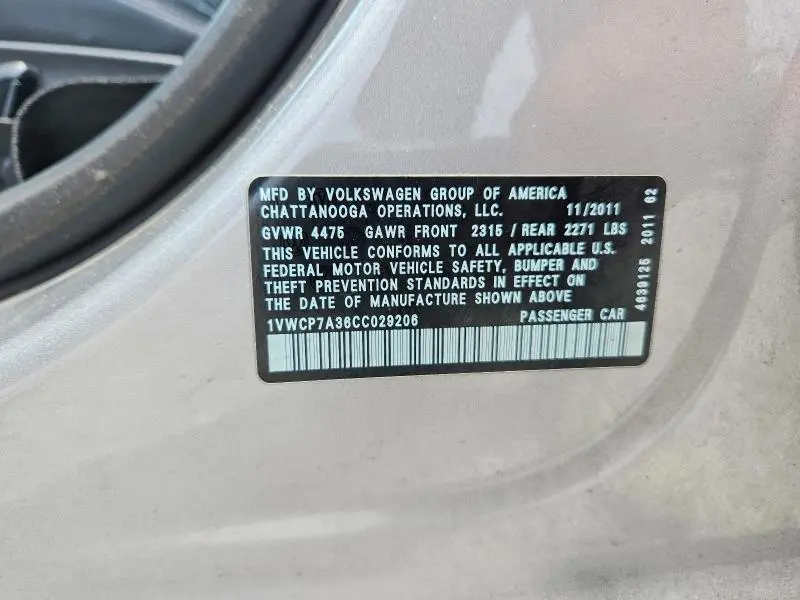2012 VOLKSWAGEN PASSAT SEL  