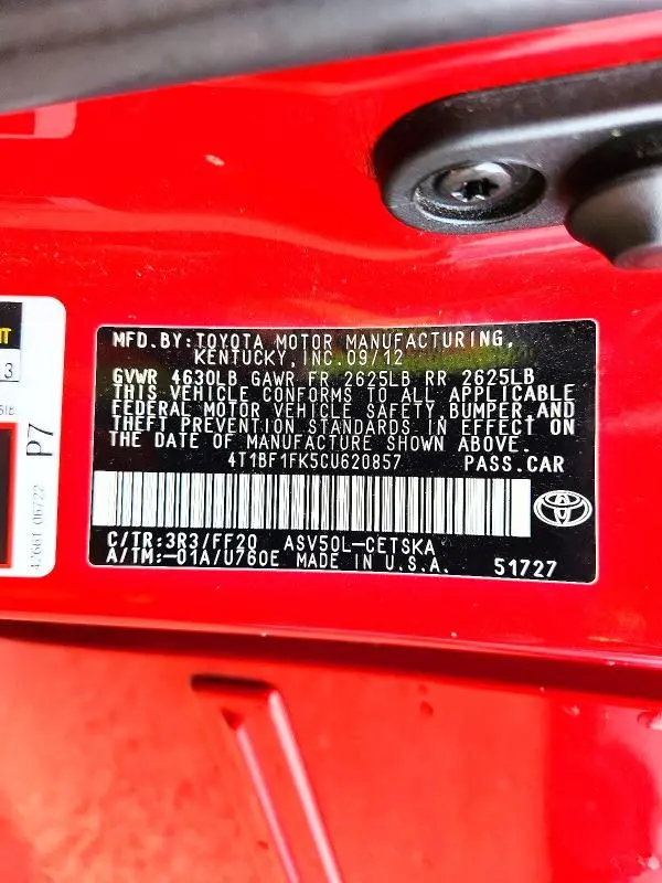 2012 TOYOTA CAMRY SE  