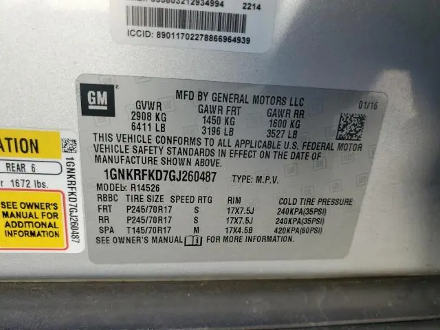 2016 CHEVROLET TRAVERSE LS  