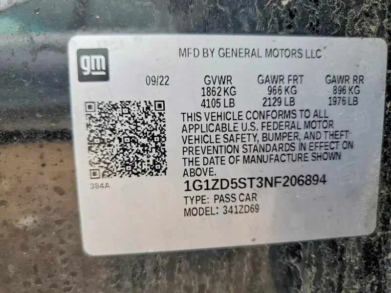 2022 CHEVROLET MALIBU LT  