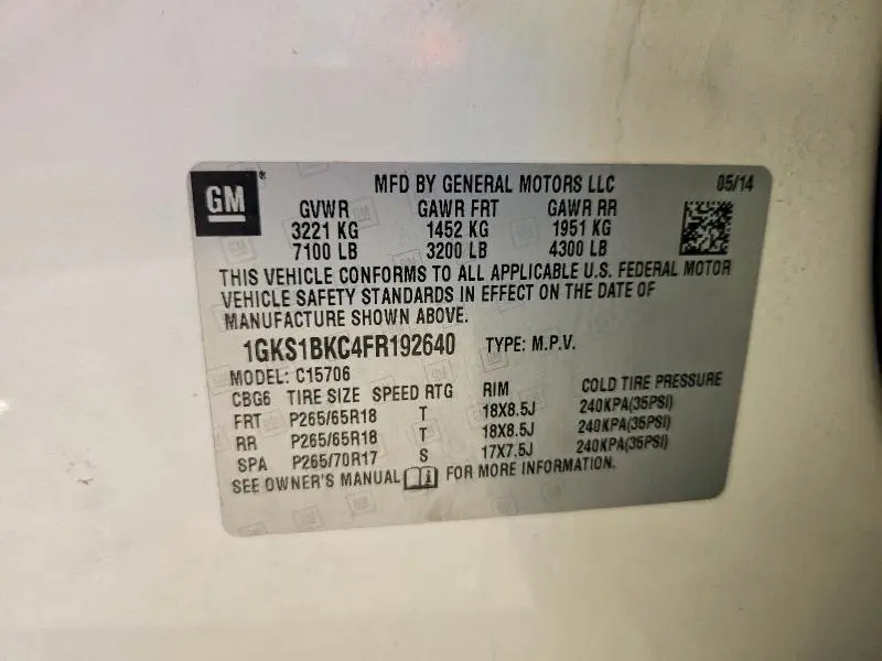 2015 GMC YUKON SLT  