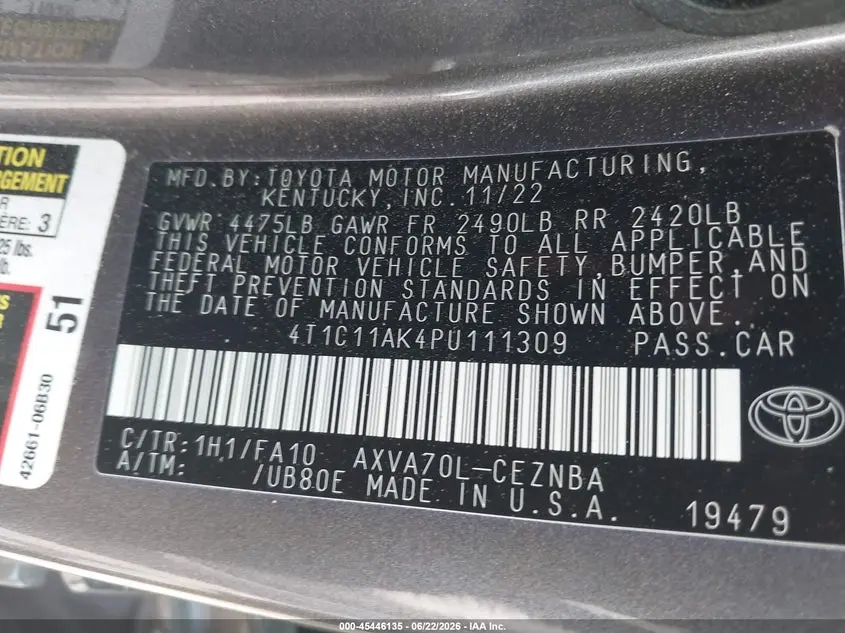 2023 TOYOTA CAMRY LE