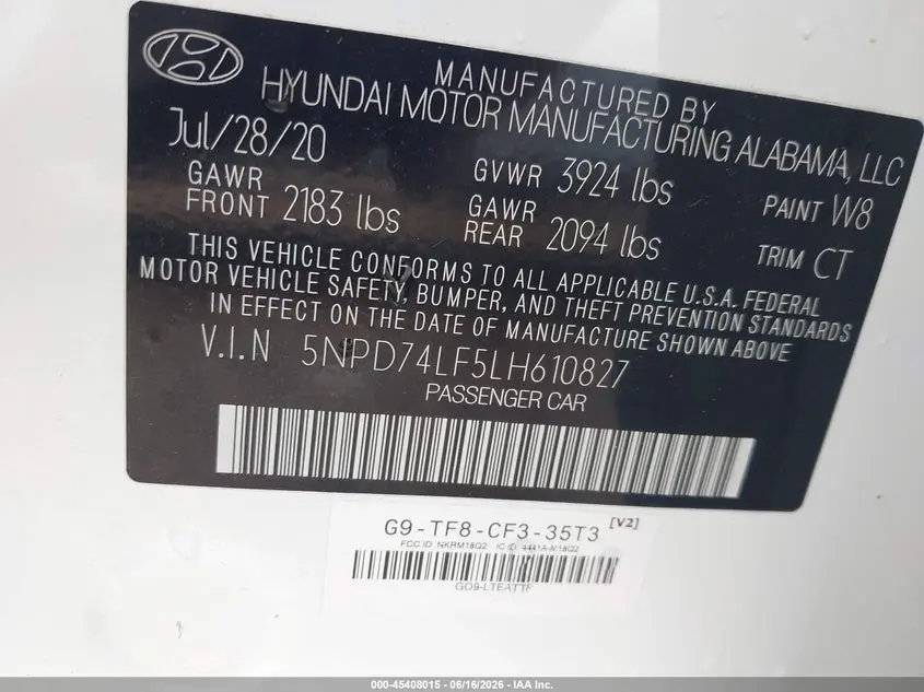 2020 HYUNDAI ELANTRA SE