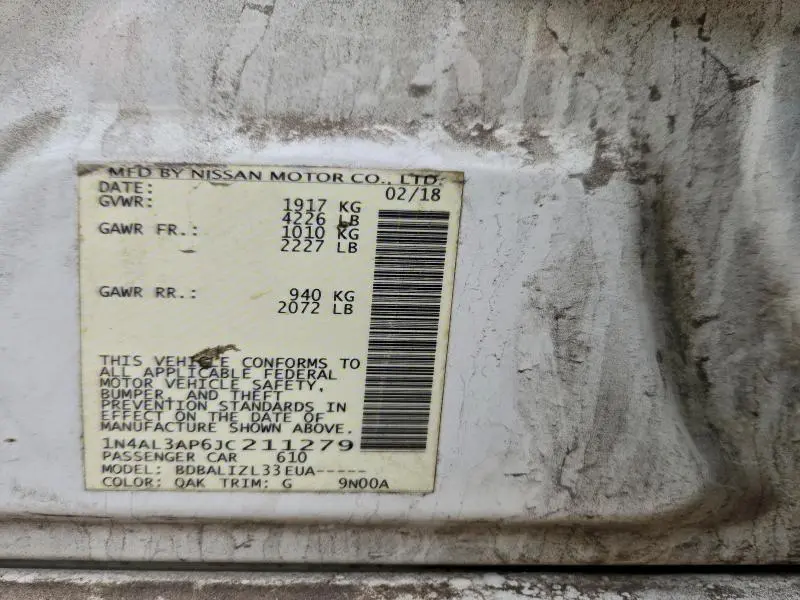 2018 NISSAN ALTIMA 2.5  