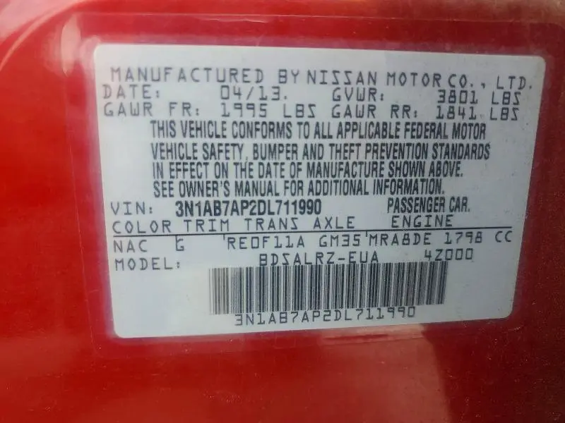 2013 NISSAN SENTRA S  